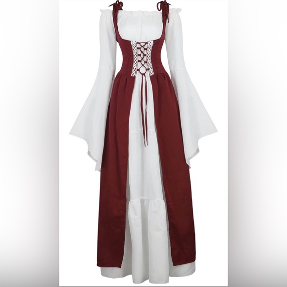 Halloween Costume Set Womens Renaissance Costume Medieval Irish Over Dress - Picture 3 of 12